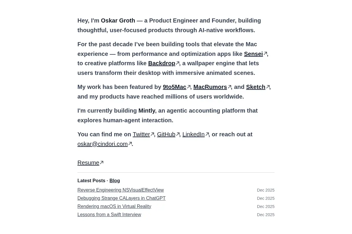 Oskar Groth — AI-native Product Engineer & Founder