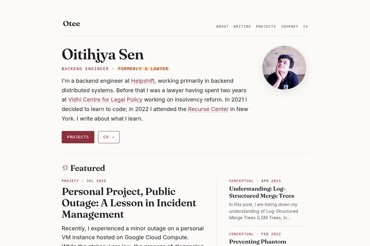 Oitihjya Sen | Backend engineer · formerly a lawyer