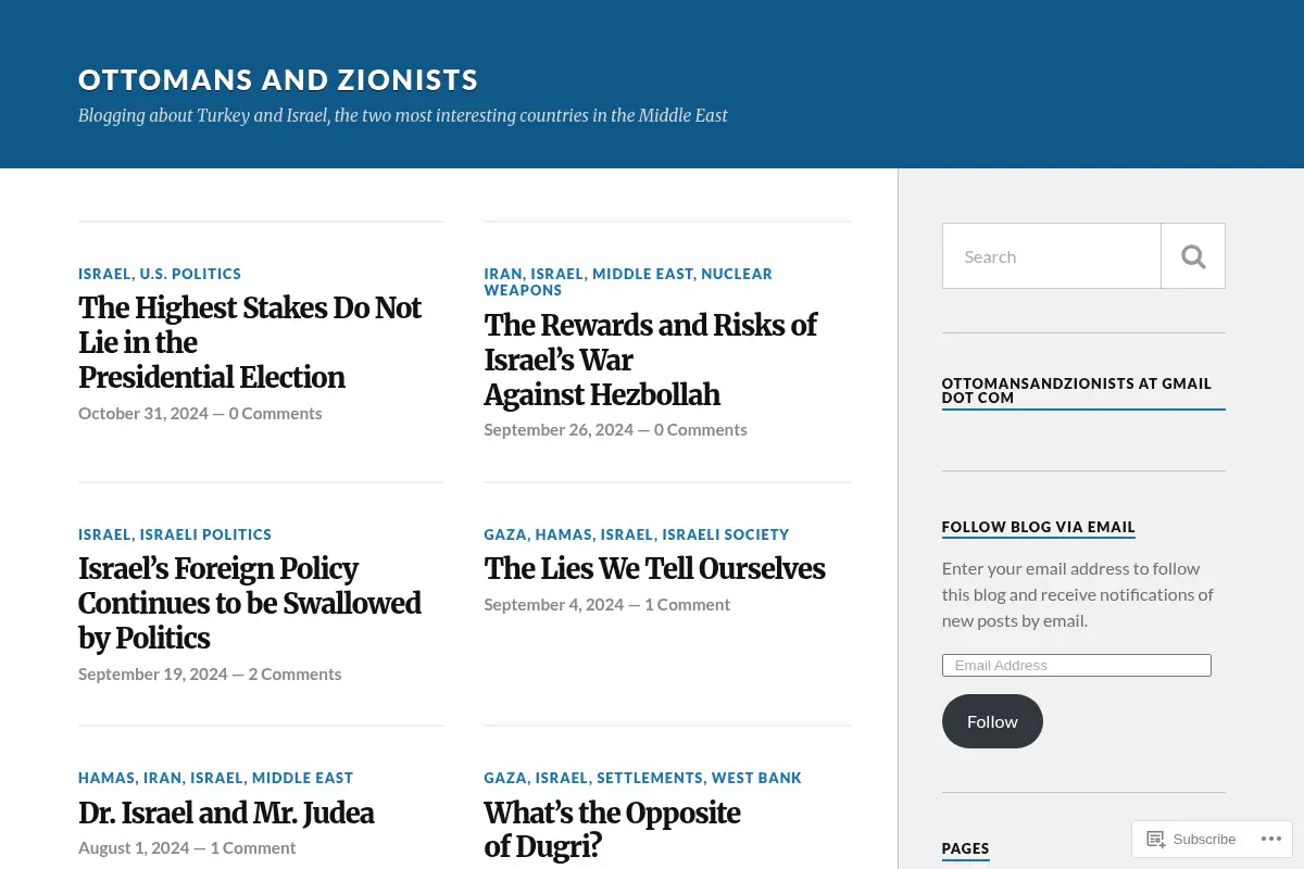 Ottomans and Zionists – Blogging about Turkey and Israel, the two most interesting countries in the Middle East