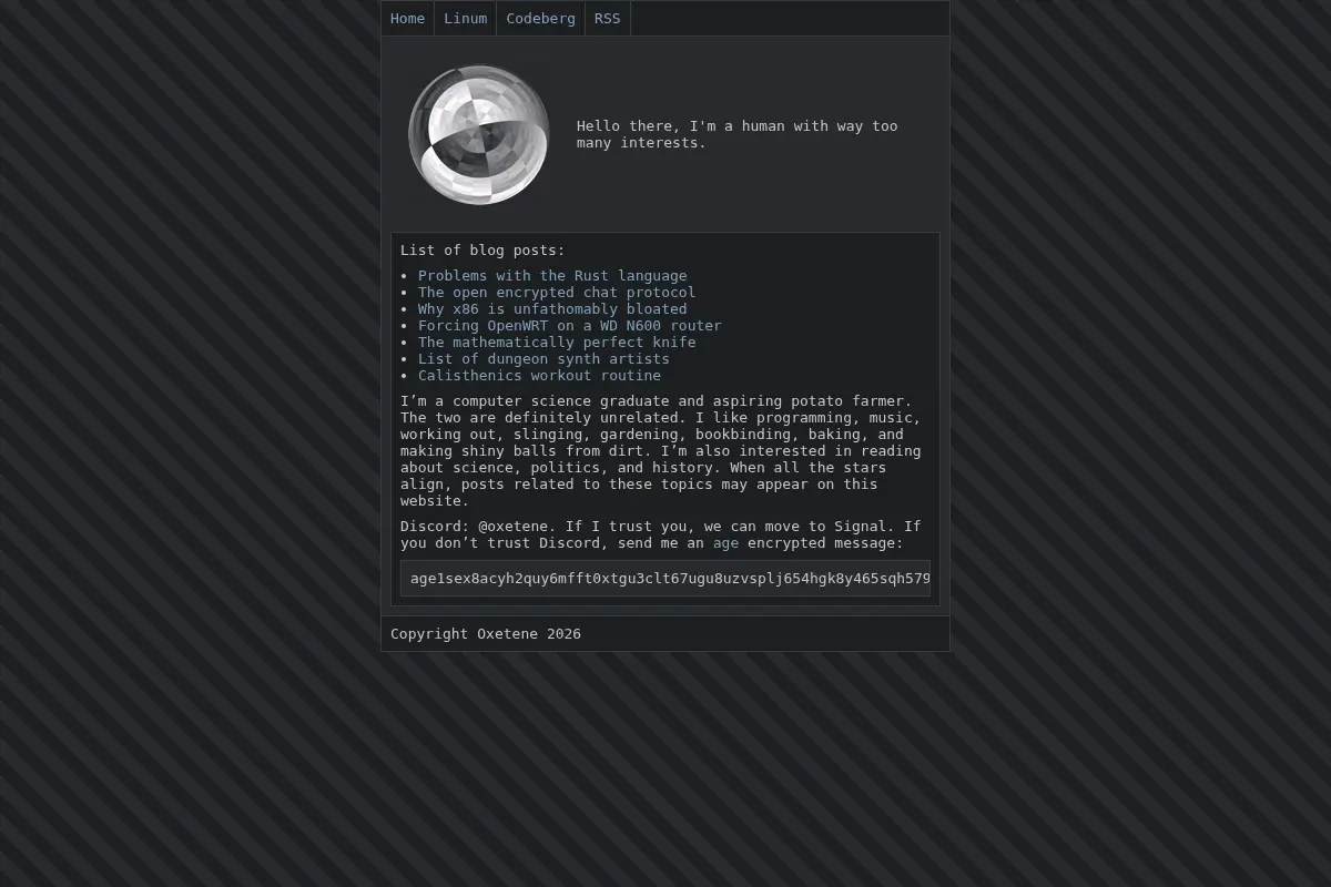 Oxetene's website