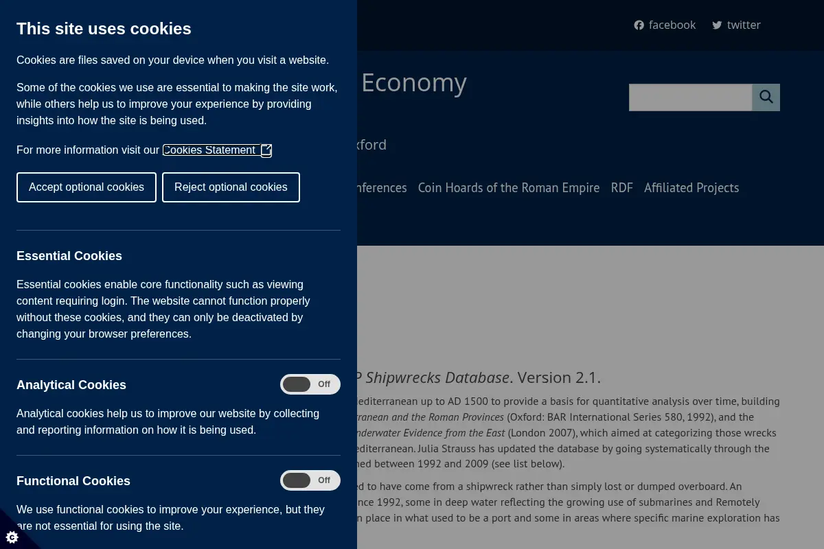 Shipwrecks Database — The Oxford Roman Economy Project