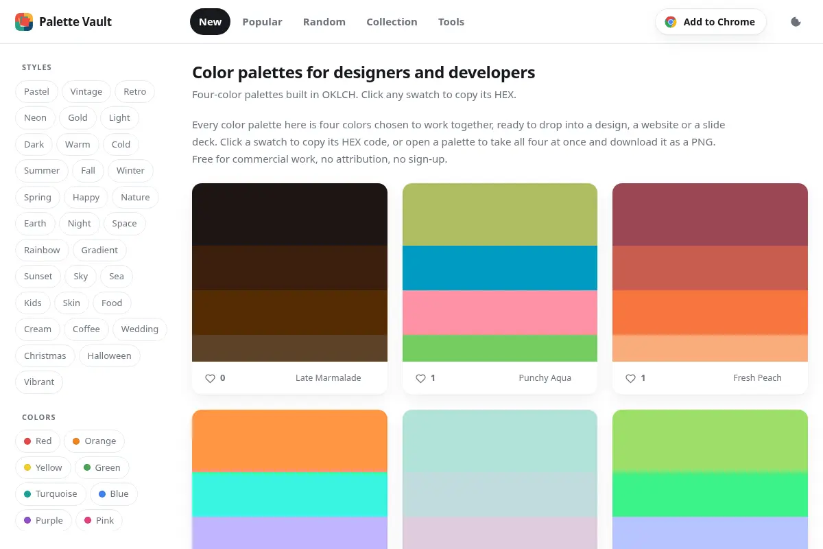 Color Palettes, Free Palettes and Hex Codes