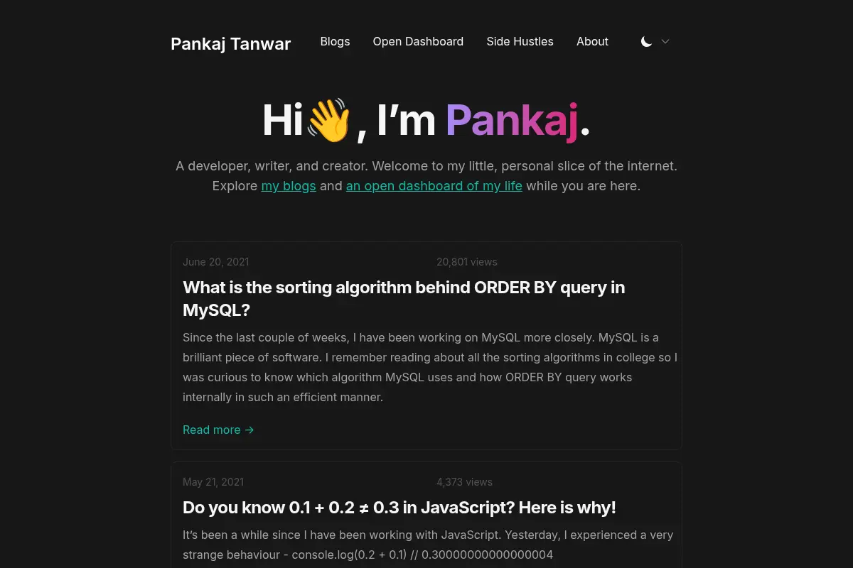 Pankaj Tanwar - CS Engineer, writer & creator.
