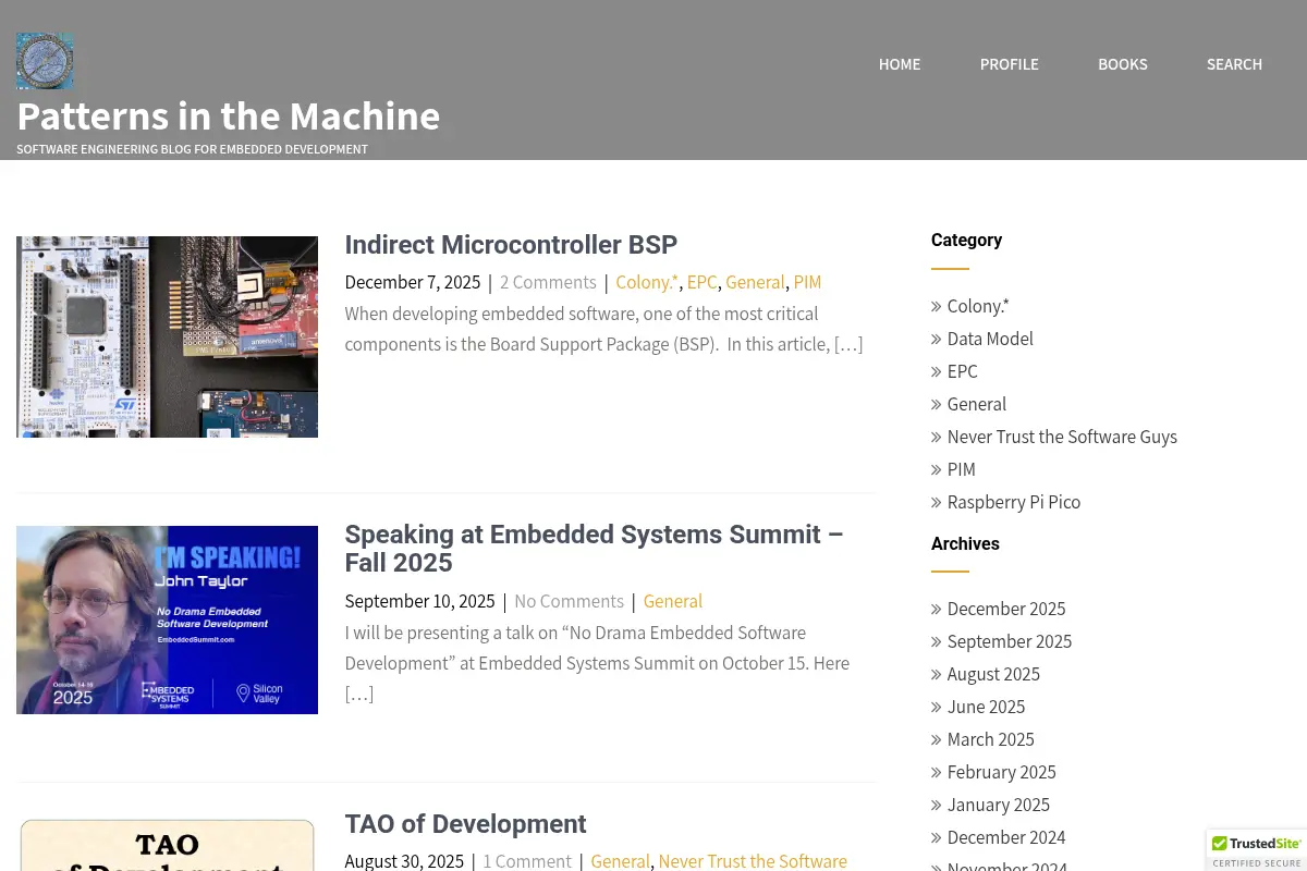 Patterns in the Machine - Software Engineering blog for Embedded Development