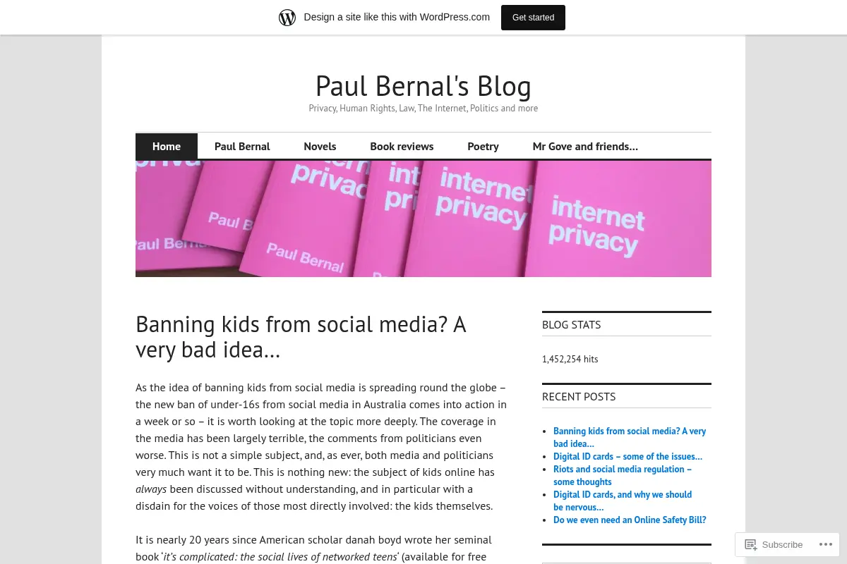 Paul Bernal's Blog – Privacy, Human Rights, Law, The Internet, Politics and more