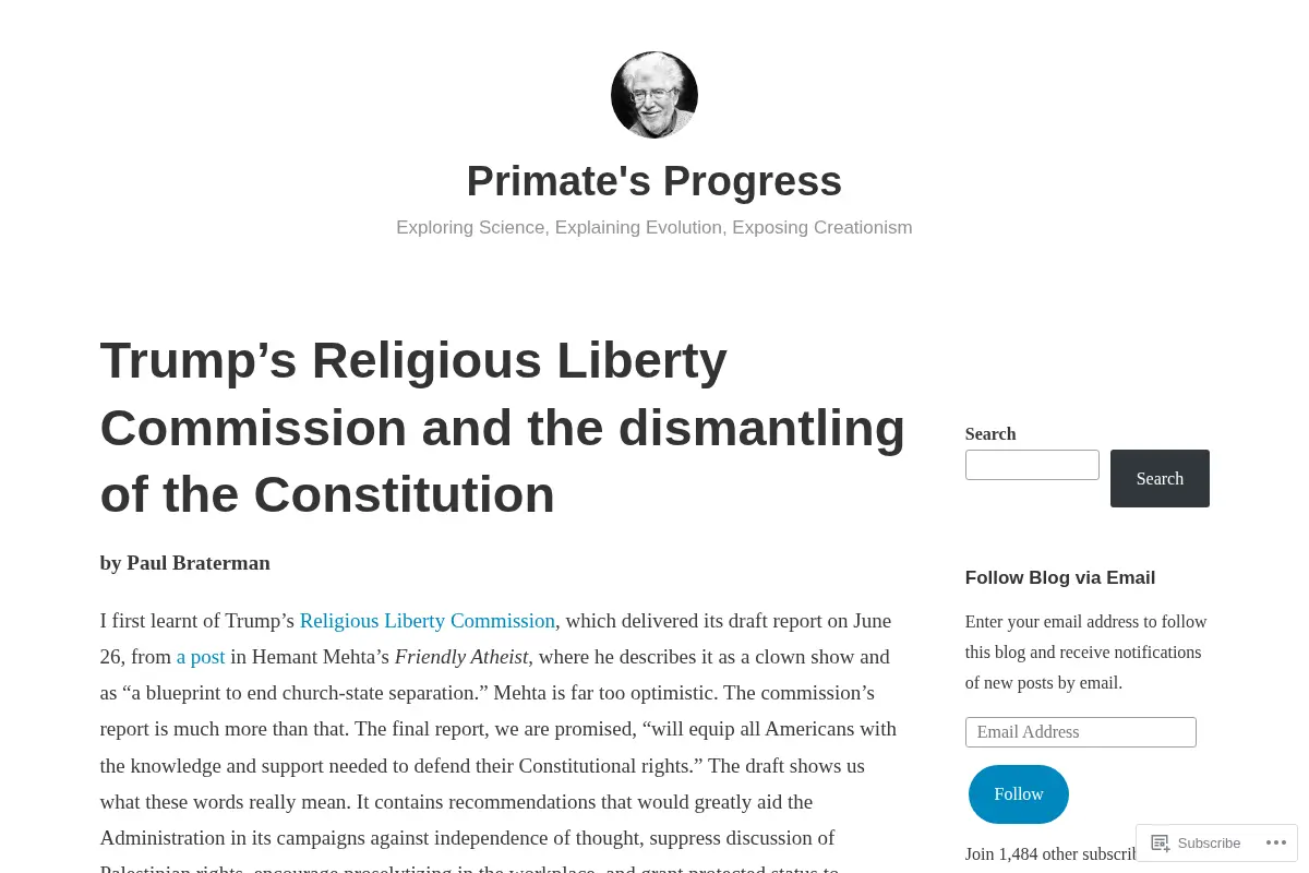 Primate's Progress – Exploring Science, Explaining Evolution, Exposing Creationism
