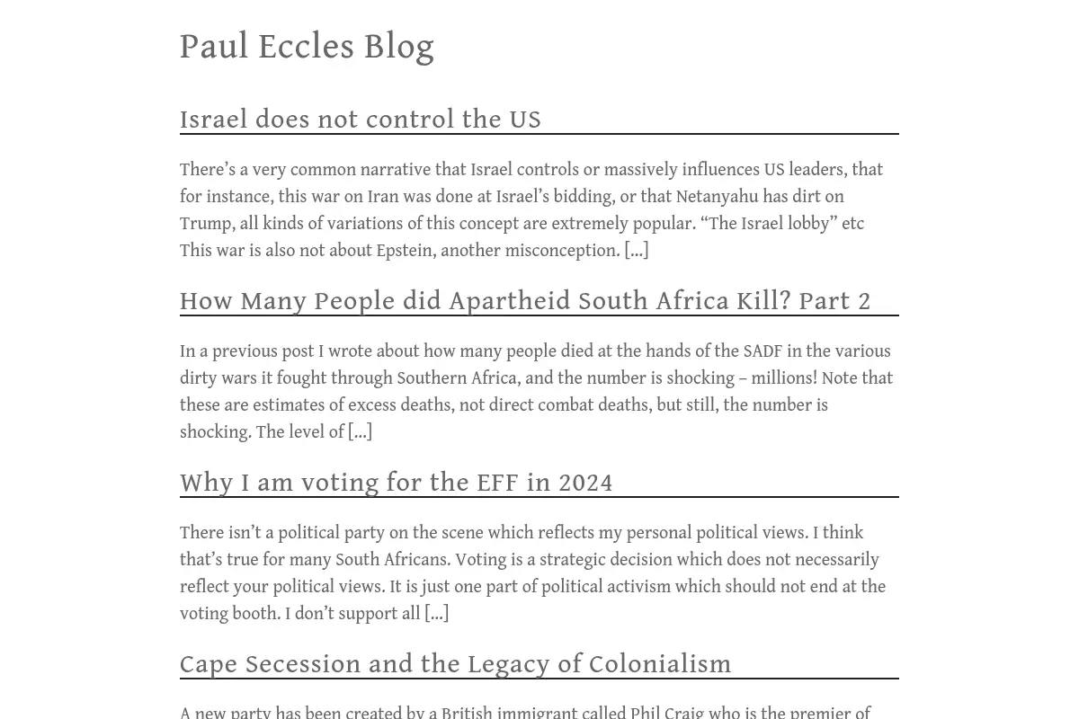 Paul Eccles Blog – Politics, Current Affairs and other things too