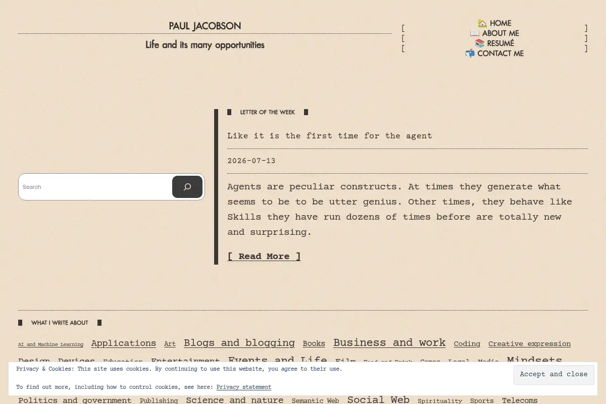 Paul Jacobson - Life and its many opportunities