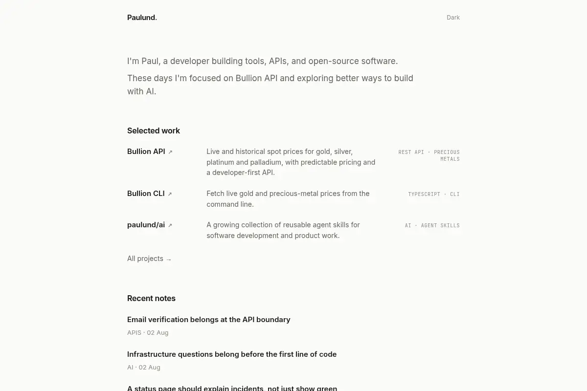 Paulund — Projects and notes