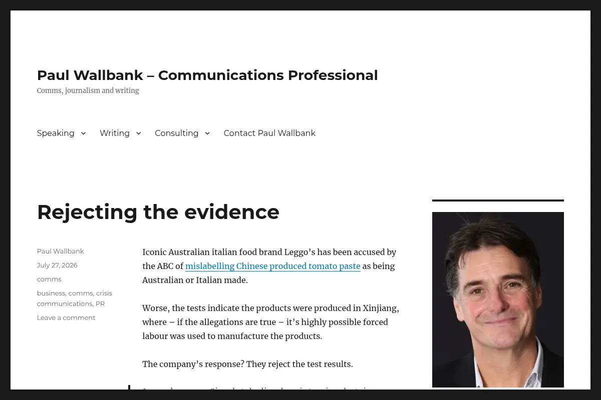 Paul Wallbank, talking about media and comms