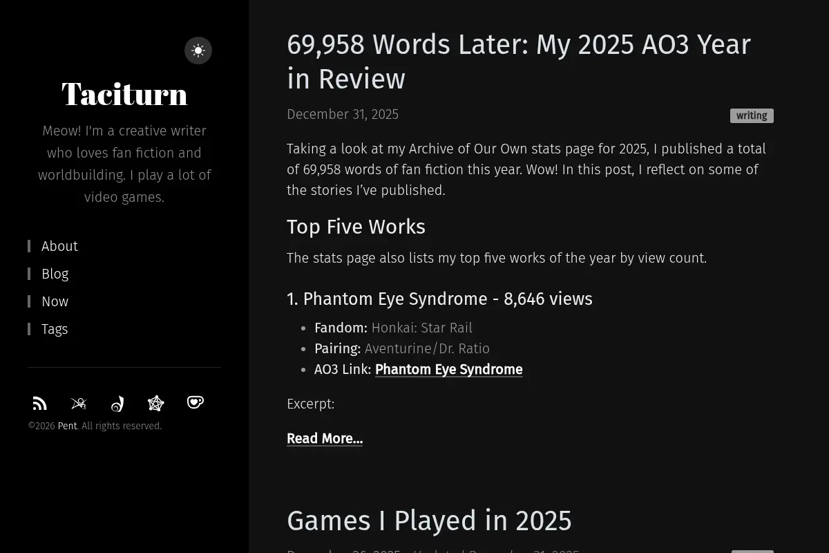 Taciturn - Pent's Blog