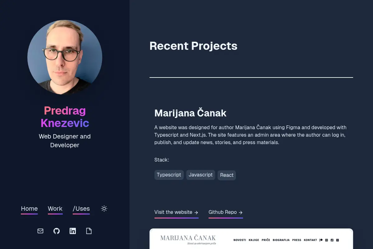 Pera Knezevic Web Developer Portfolio