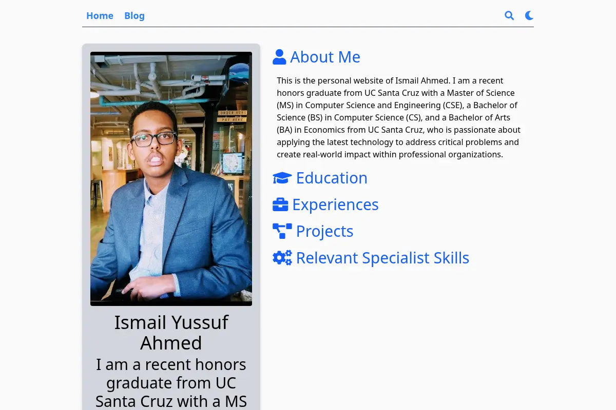 Ismail Yussuf Ahmed's Personal Website