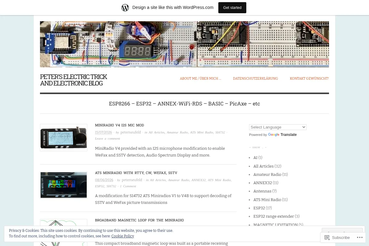 Peter's electric trick and electronic blog