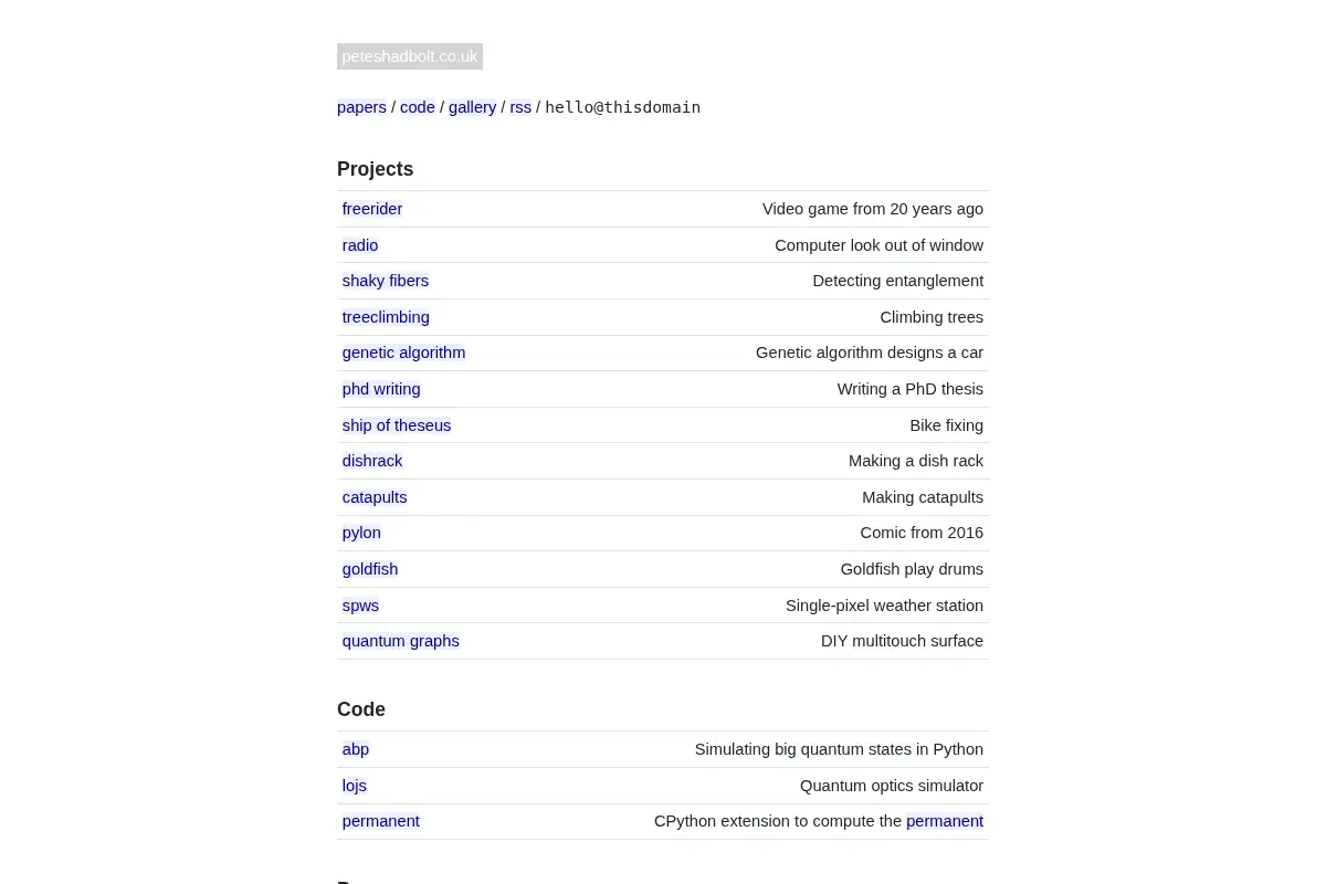 Pete Shadbolt's Website
