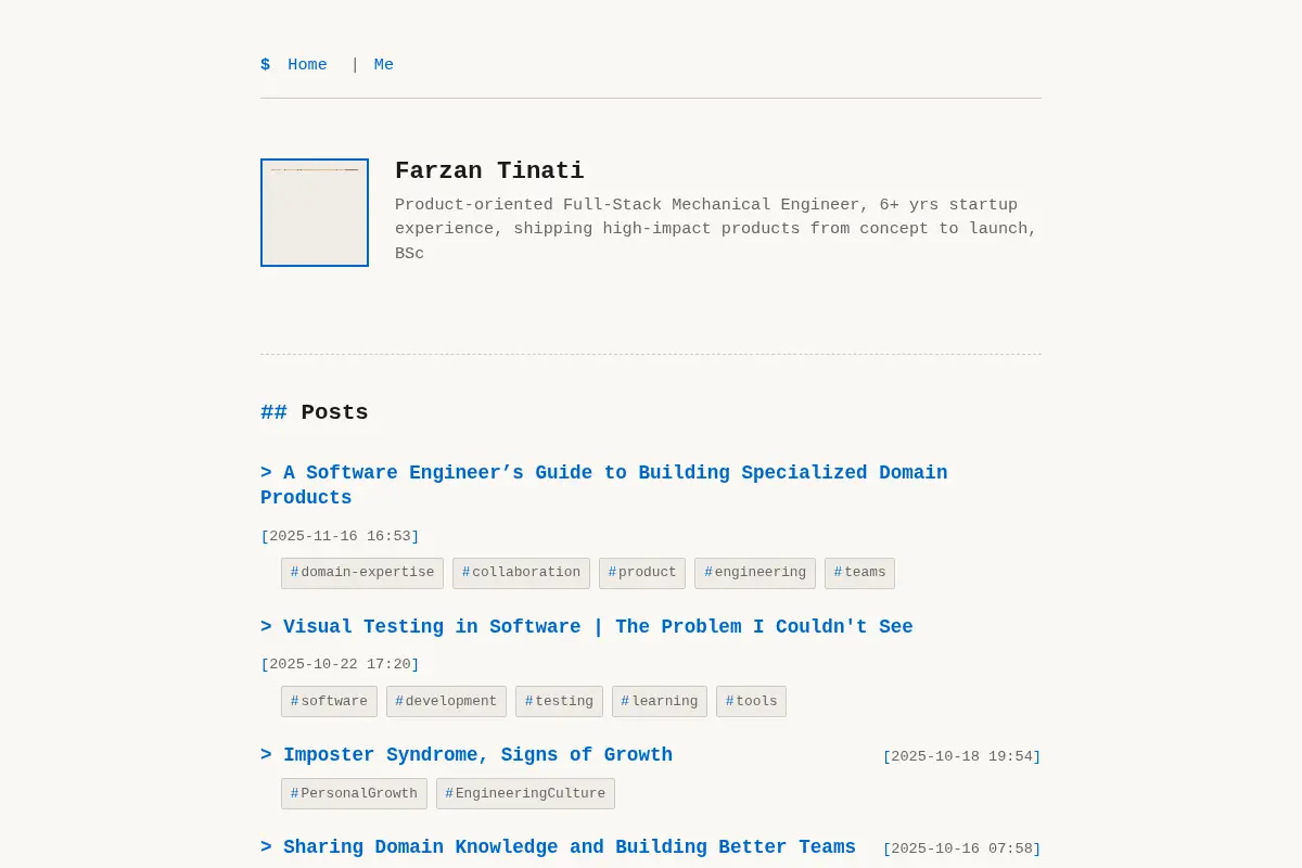 Farzan Tinati - Product oriented full-stack software creator