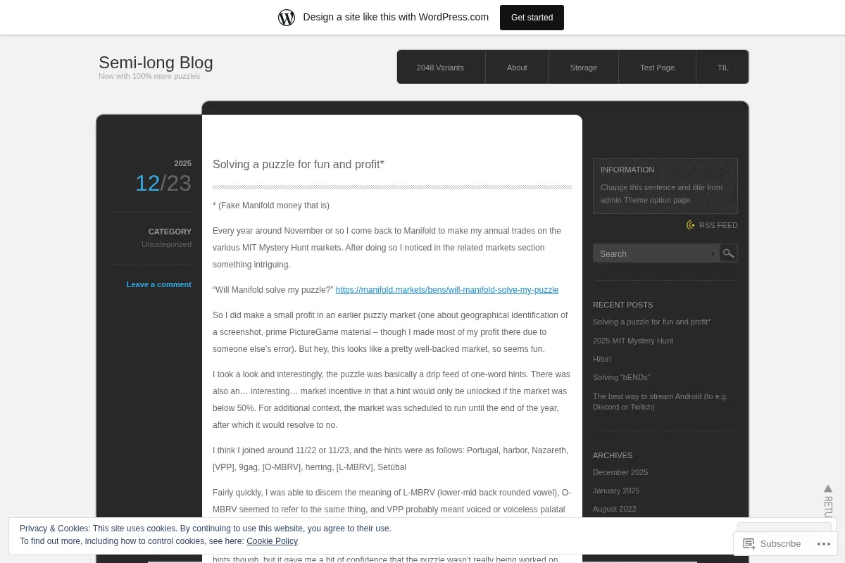 Semi-long Blog