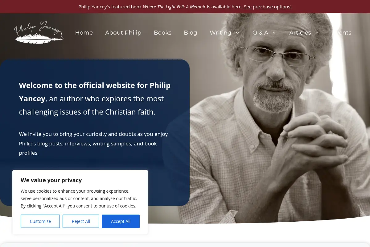 Philip Yancey | Author Exploring the Mysteries of Faith
