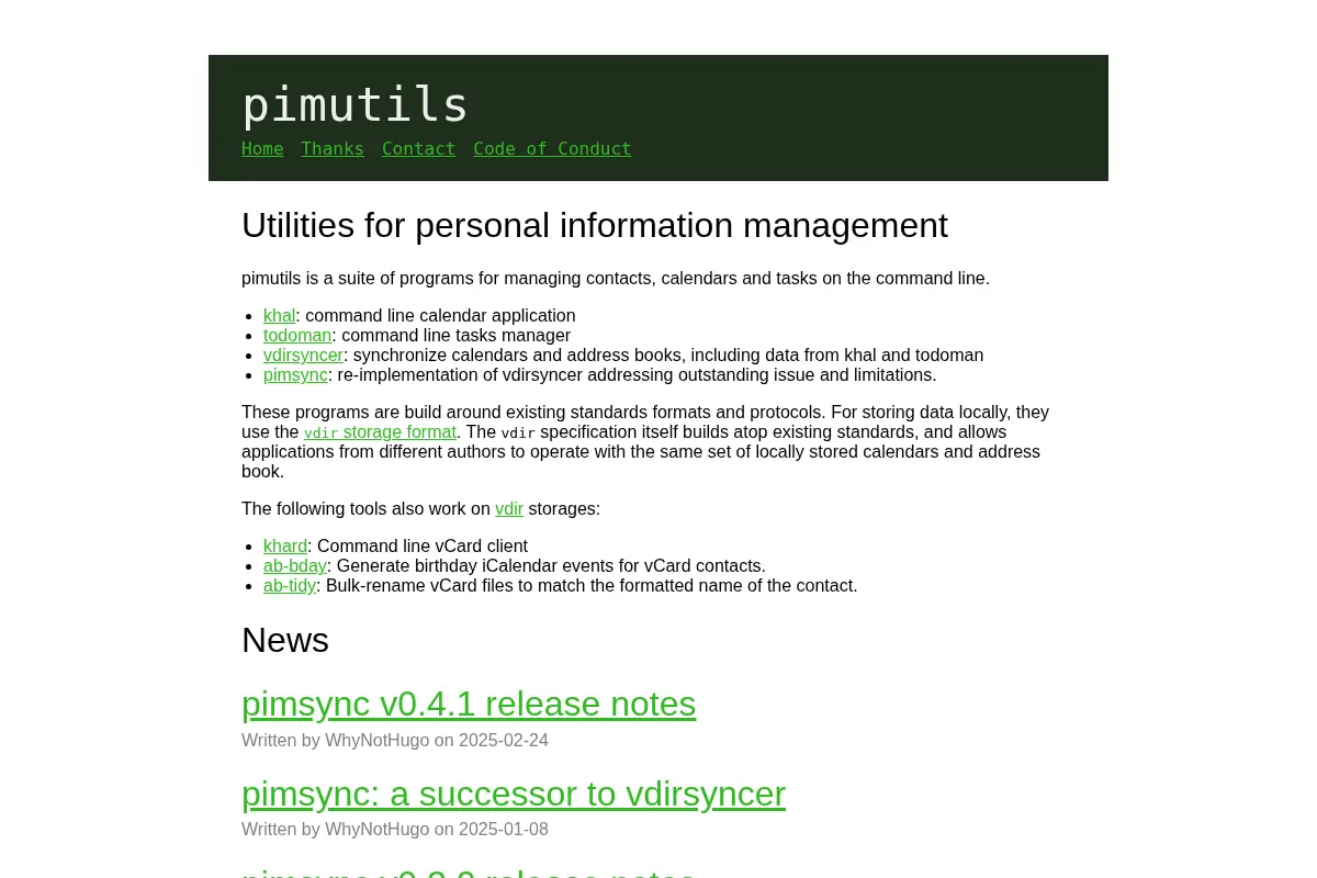 pimutils: utilities for personal information management