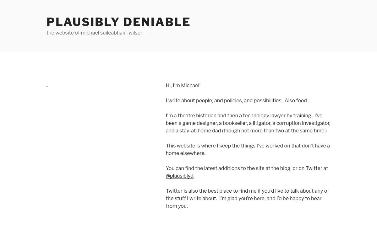 Plausibly Deniable – the website of michael suileabhain-wilson