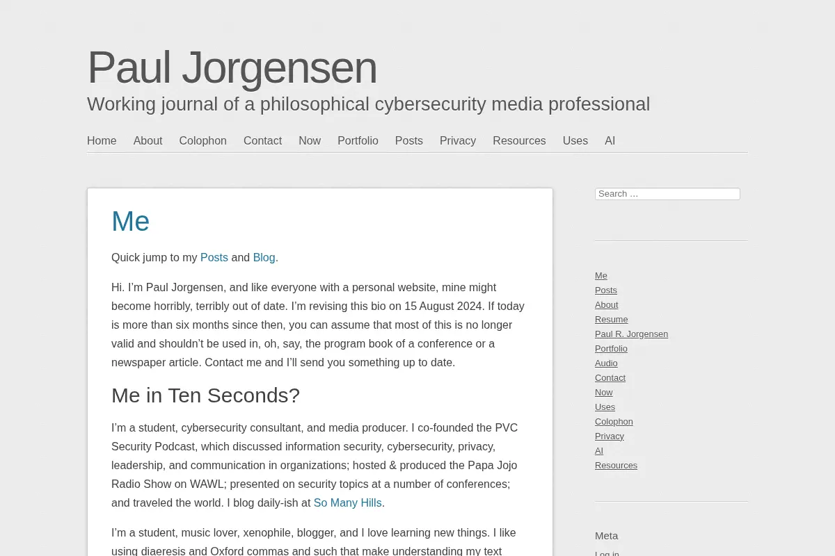 Paul Jorgensen – Working journal of a philosophical cybersecurity media professional