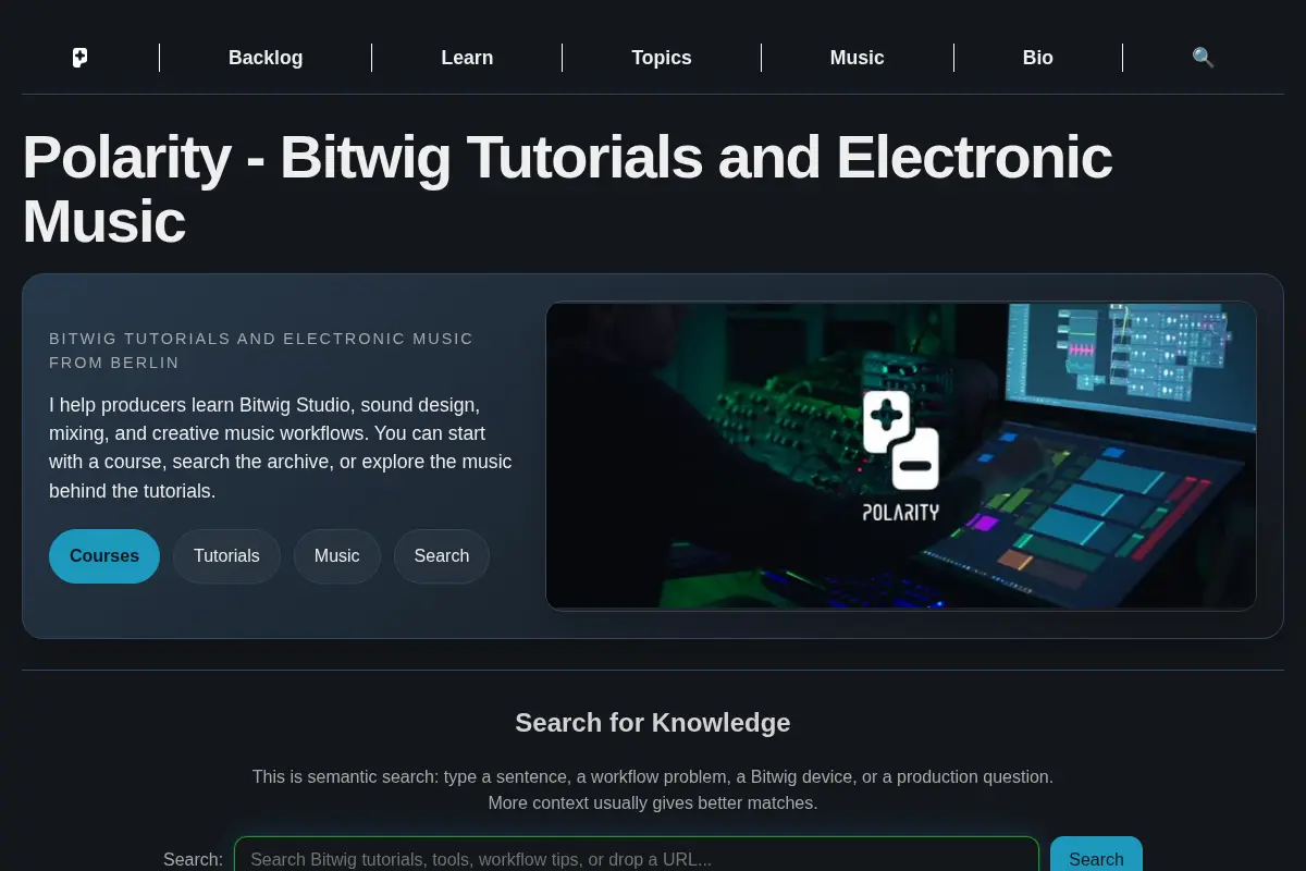 Polarity - Bitwig Tutorials and Electronic Music