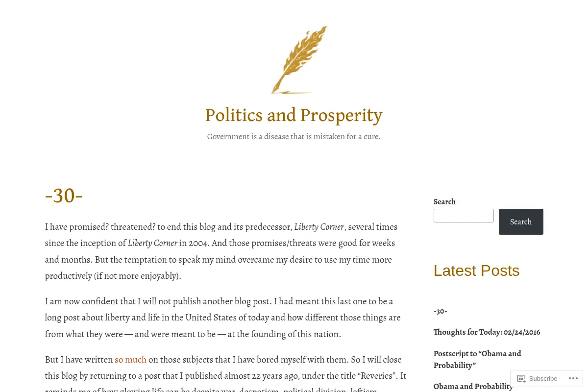 Politics and Prosperity