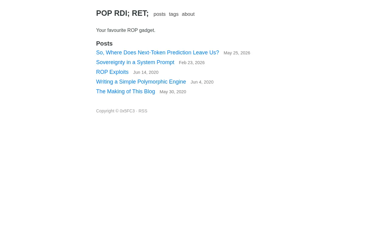 POP RDI; RET;