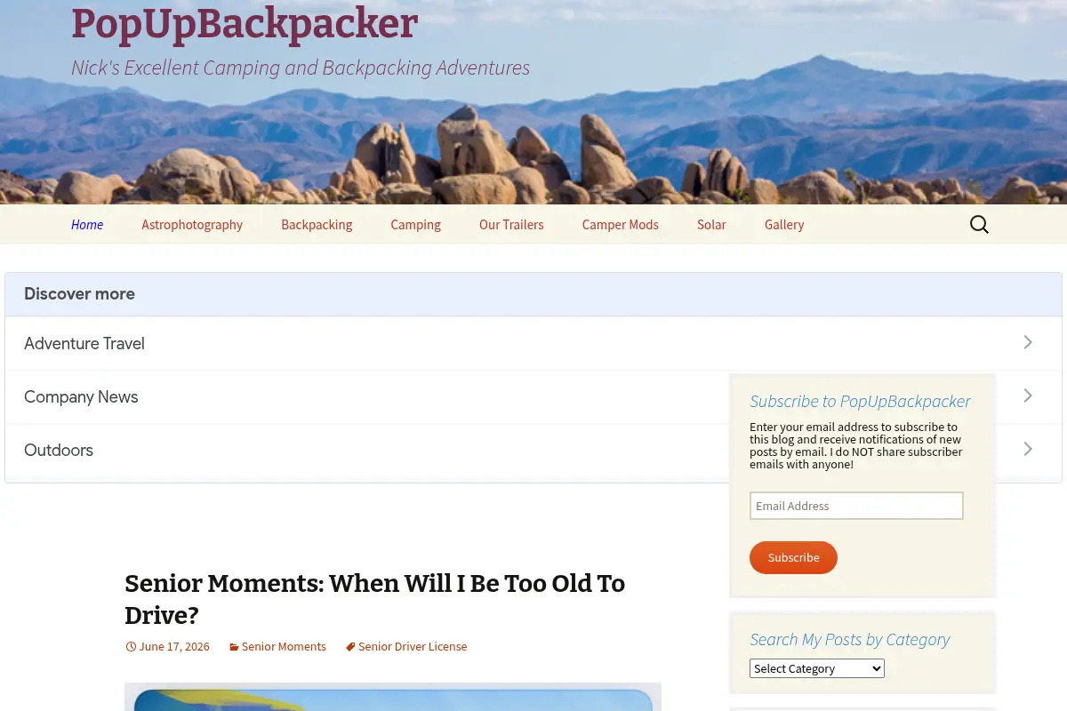 PopUpBackpacker - Nick's Excellent Camping and Backpacking Adventures