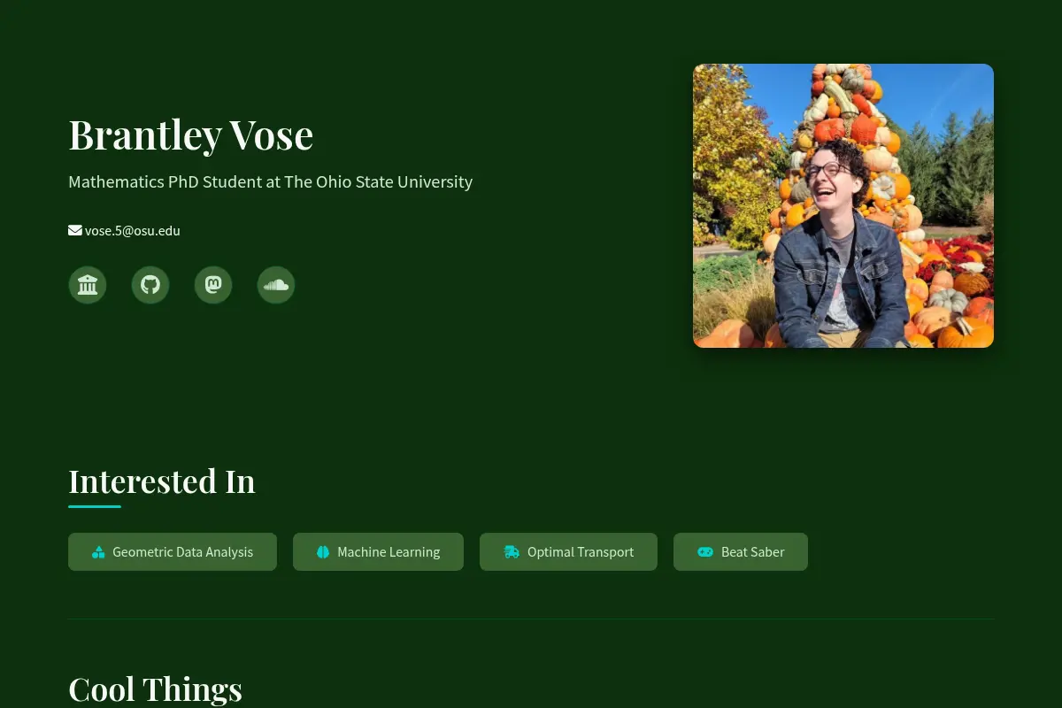Brantley Vose | Mathematics PhD Student at The Ohio State University