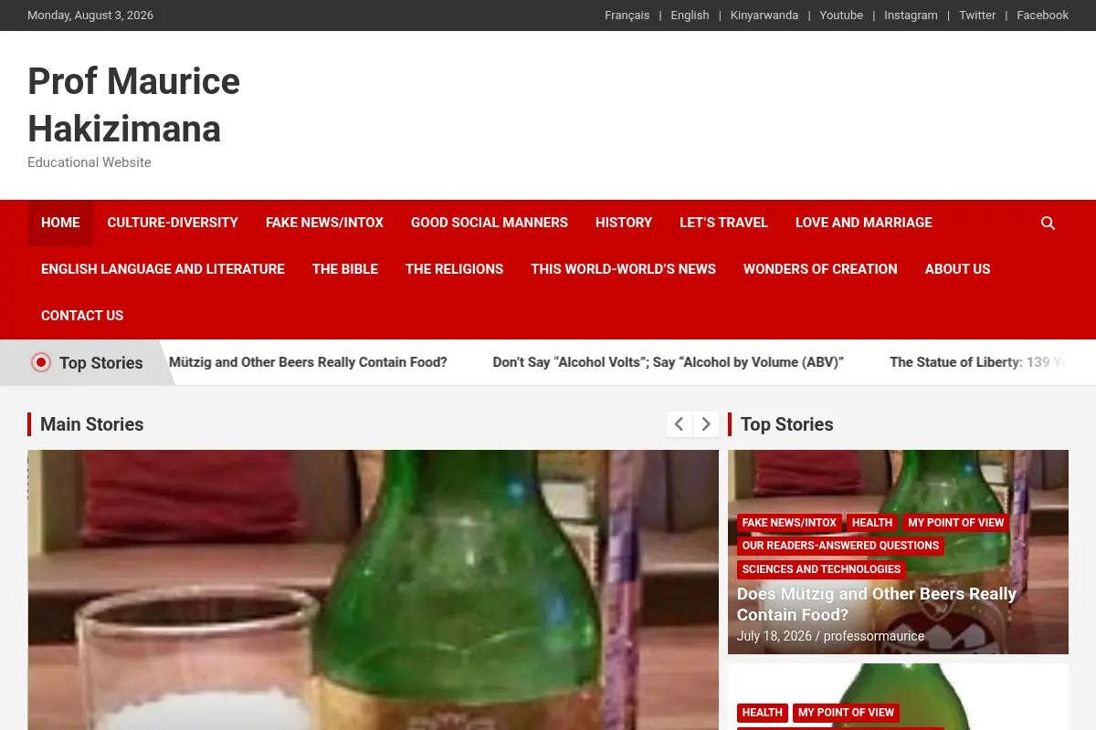 Prof Maurice Hakizimana – Educational Website