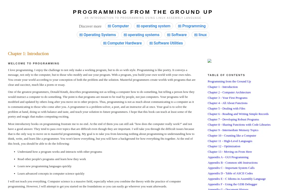 Programming from the Ground Up