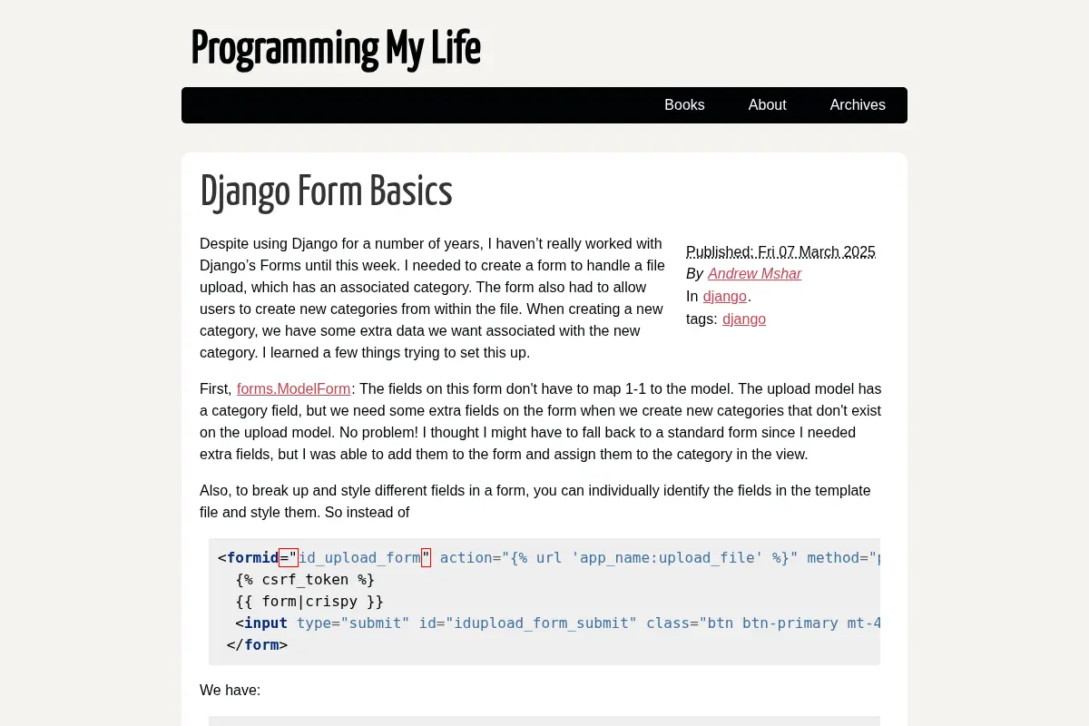 Programming My Life
