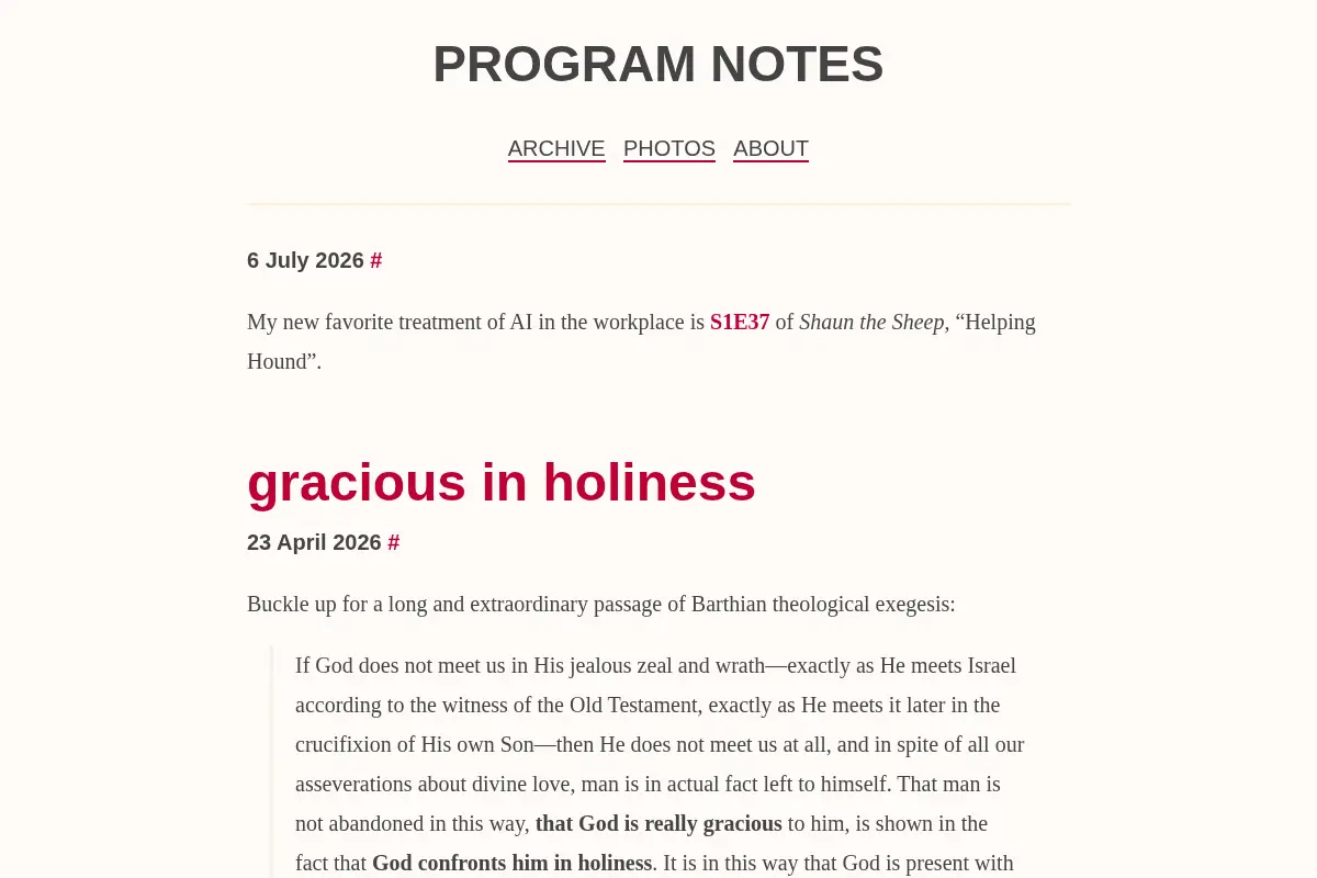 Program Notes