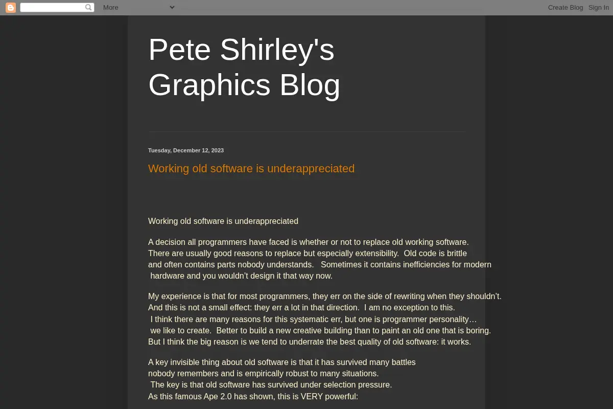 Pete Shirley's Graphics Blog