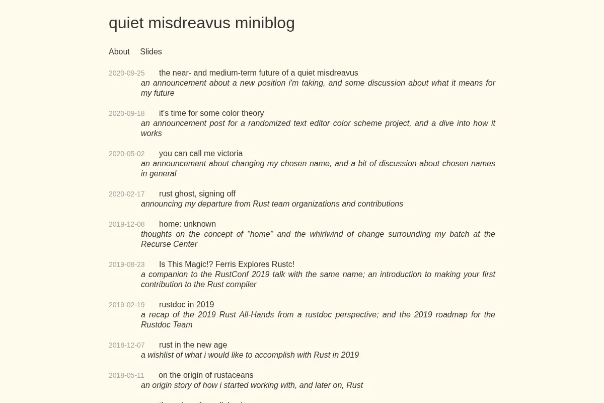 quiet misdreavus miniblog