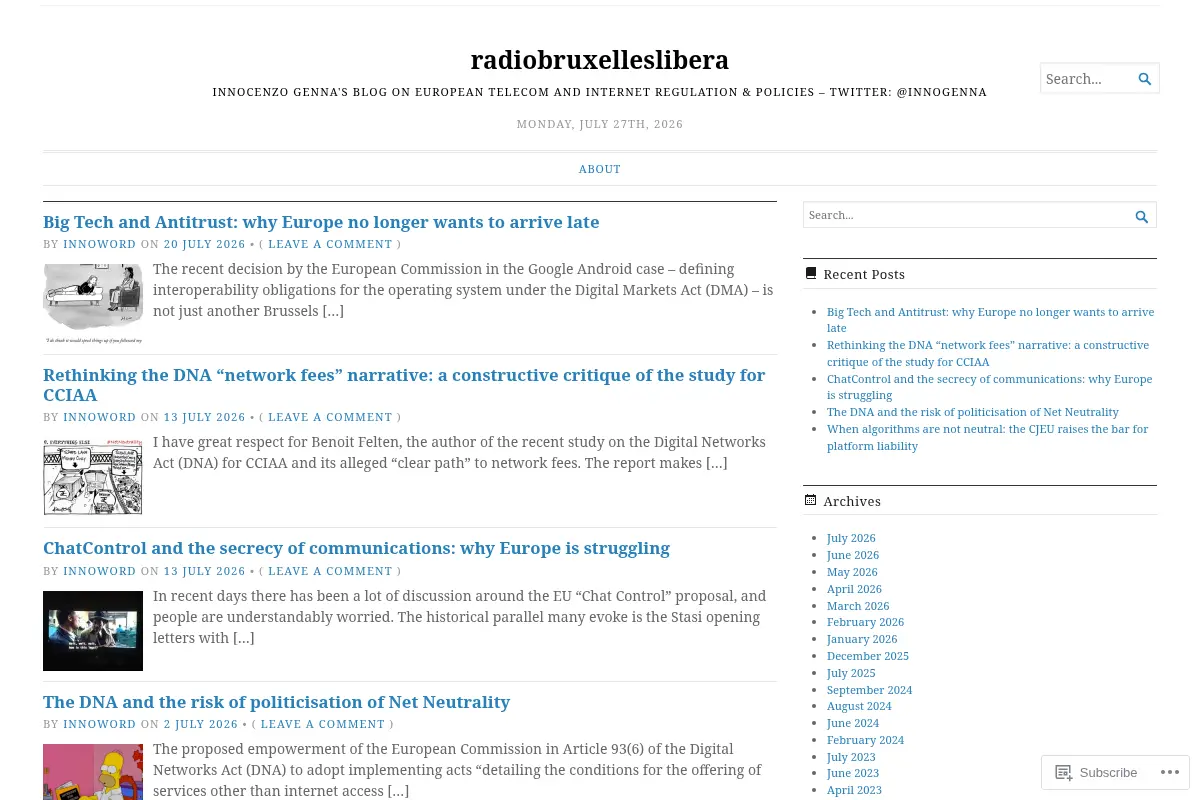 Radio Bruxelles Libera – European Telecom and Internet Policy Blog