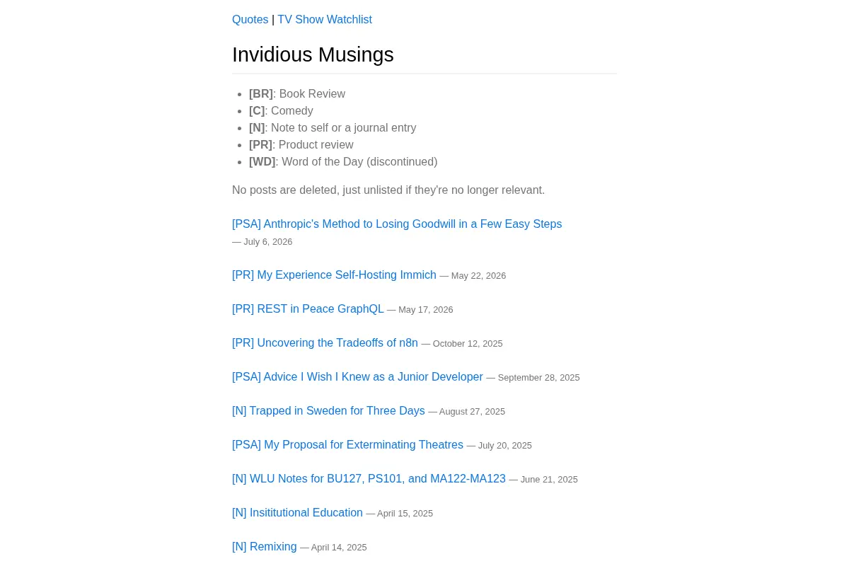 Invidious Musings