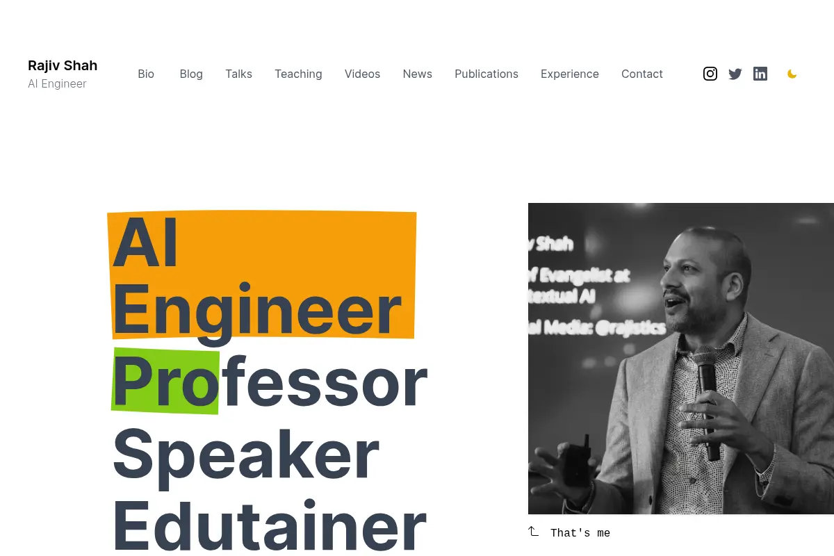 Rajiv Shah - AI Engineer, Speaker, Edutainer