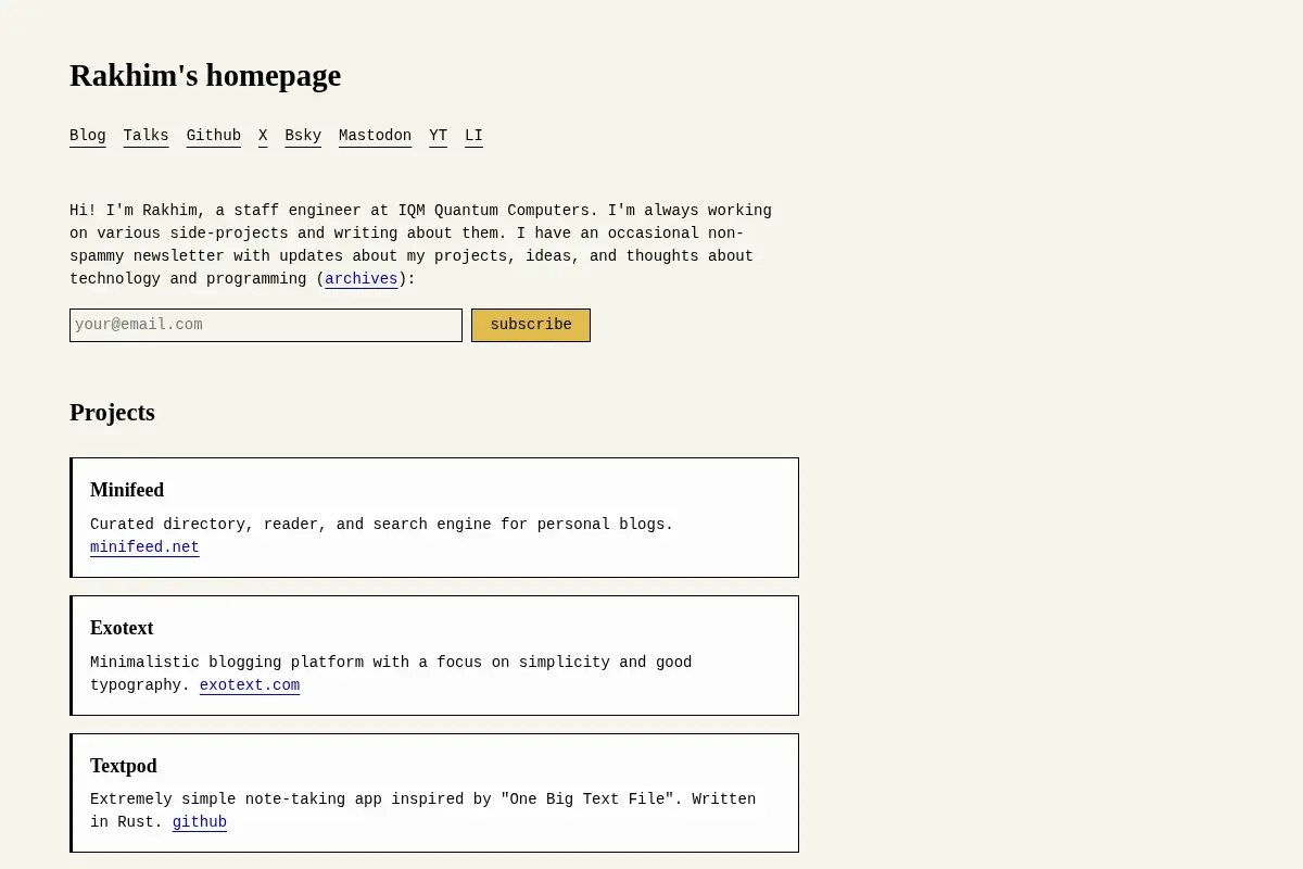 Rakhim's homepage