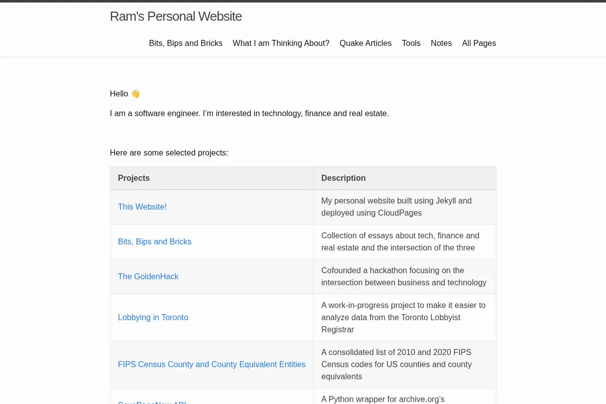 Ram's Personal Website