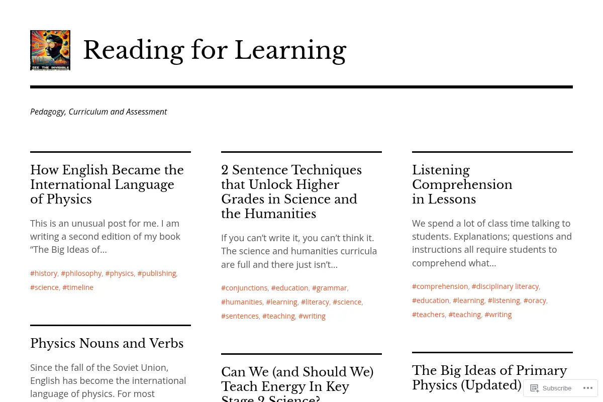 Reading for Learning – Pedagogy, Curriculum and Assessment