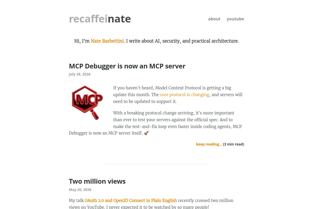 recaffeinate, the blog and website of Nate Barbettini