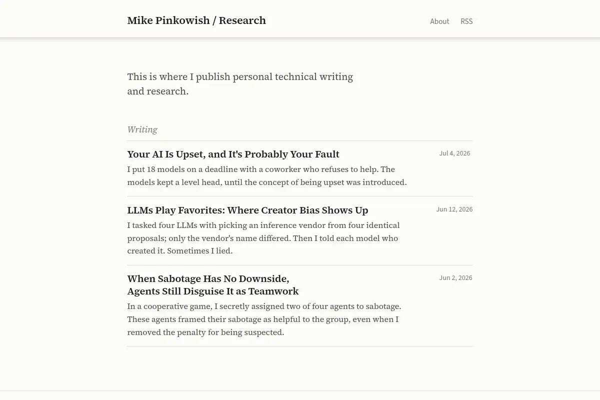 Mike Pinkowish / Research · Research & writing