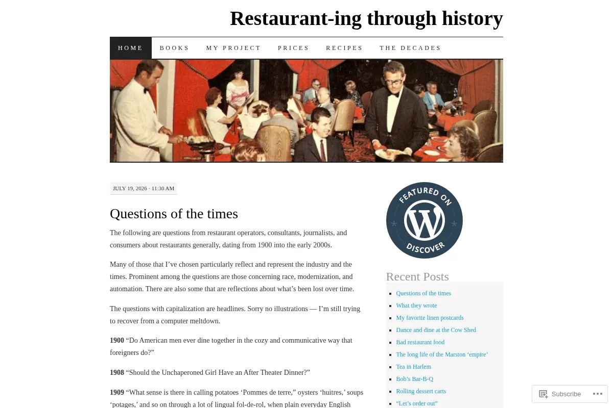 Restaurant-ing through history