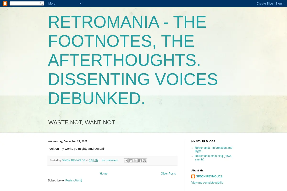 Retromania Footnotes