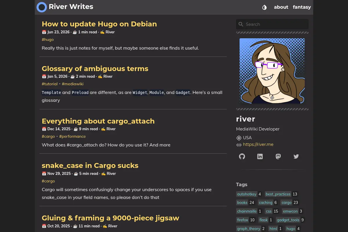 River Writes - A MediaWiki Blog