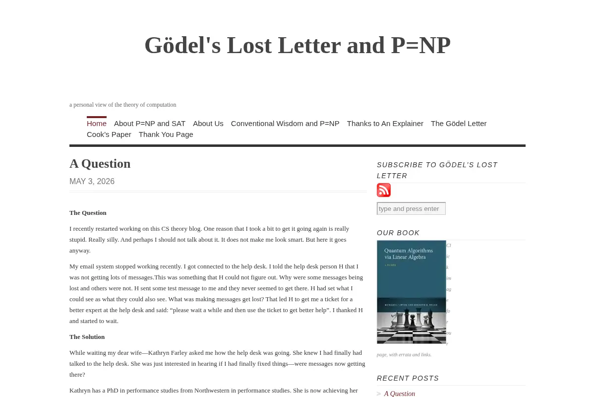 Gödel's Lost Letter and P=NP