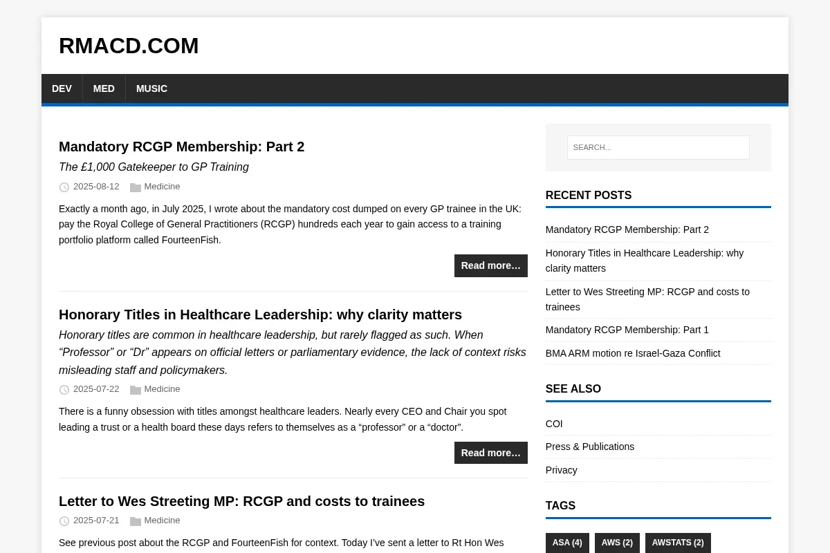 rmacd.com - dev, med & music