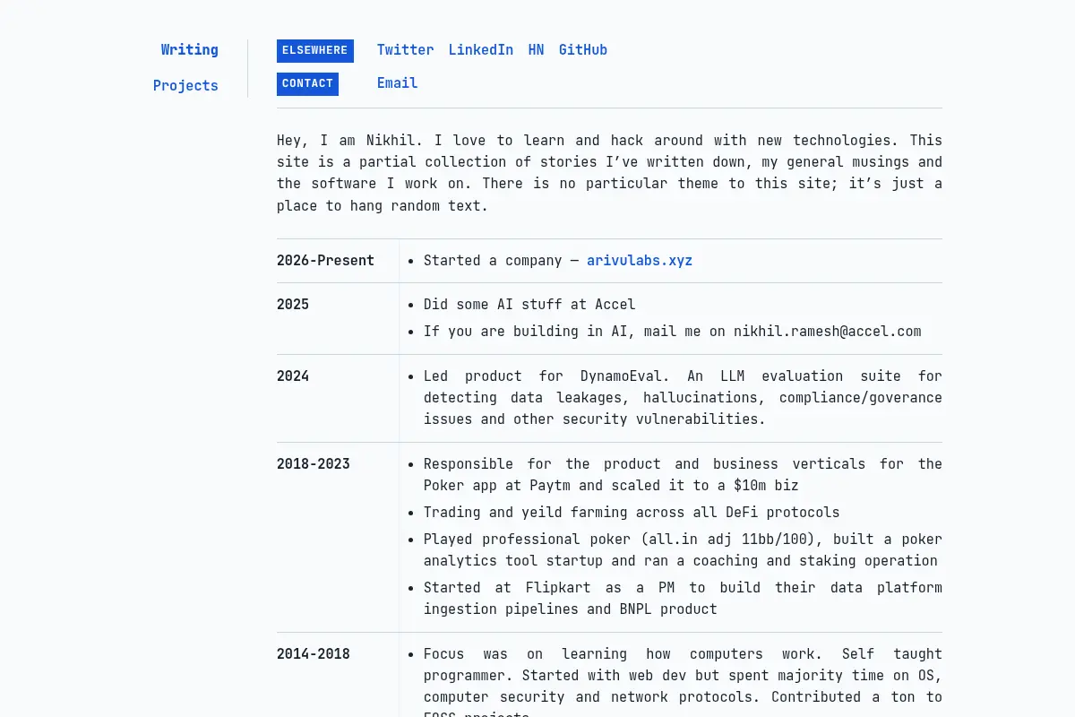 Nikhil R - Personal Website